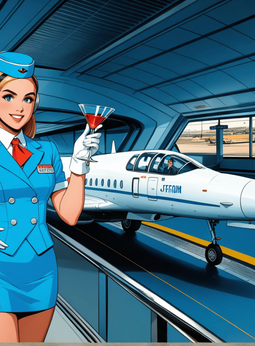 flight attendant, airplane, airport, glasses, uniform, cocktail, helmet, terminal