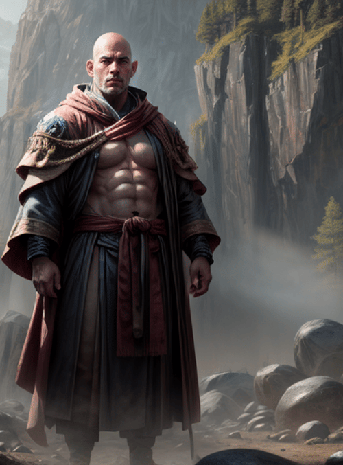 warrior, mountain, rocks