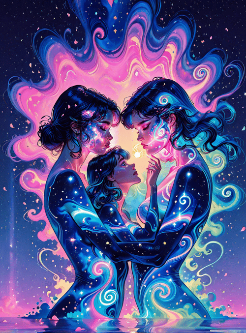 women, stars, cosmic, soul, love, nature, magic, galaxy, dream, embrace