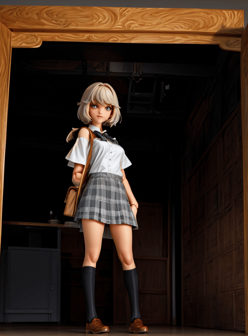 girl, student, school uniform, doorway, anime character