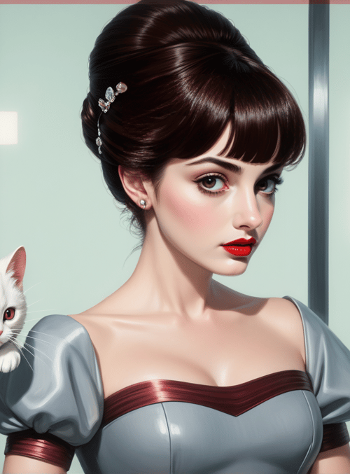 woman, cat, gloves