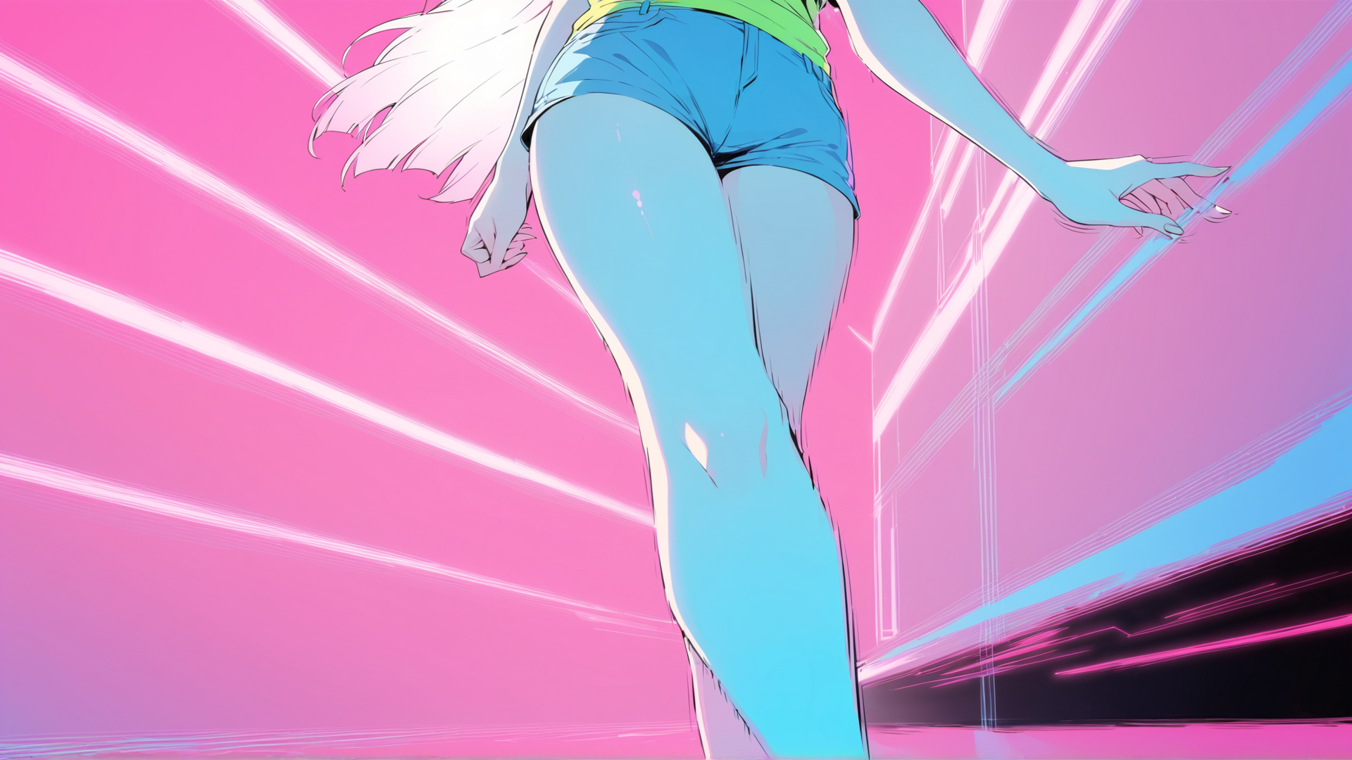 AI generated wallpaper featuring anime girl, legs, shorts