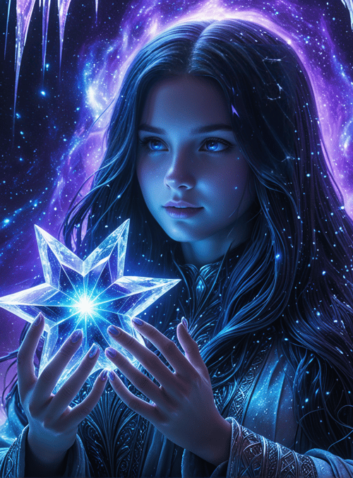 woman, star, ice