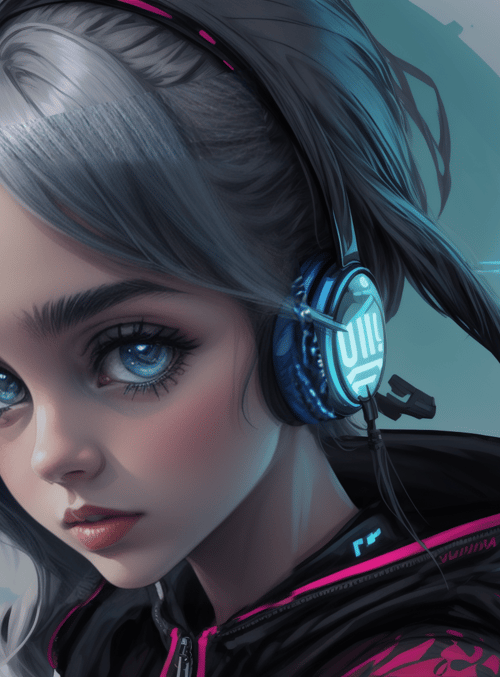 girl, headphones, jacket