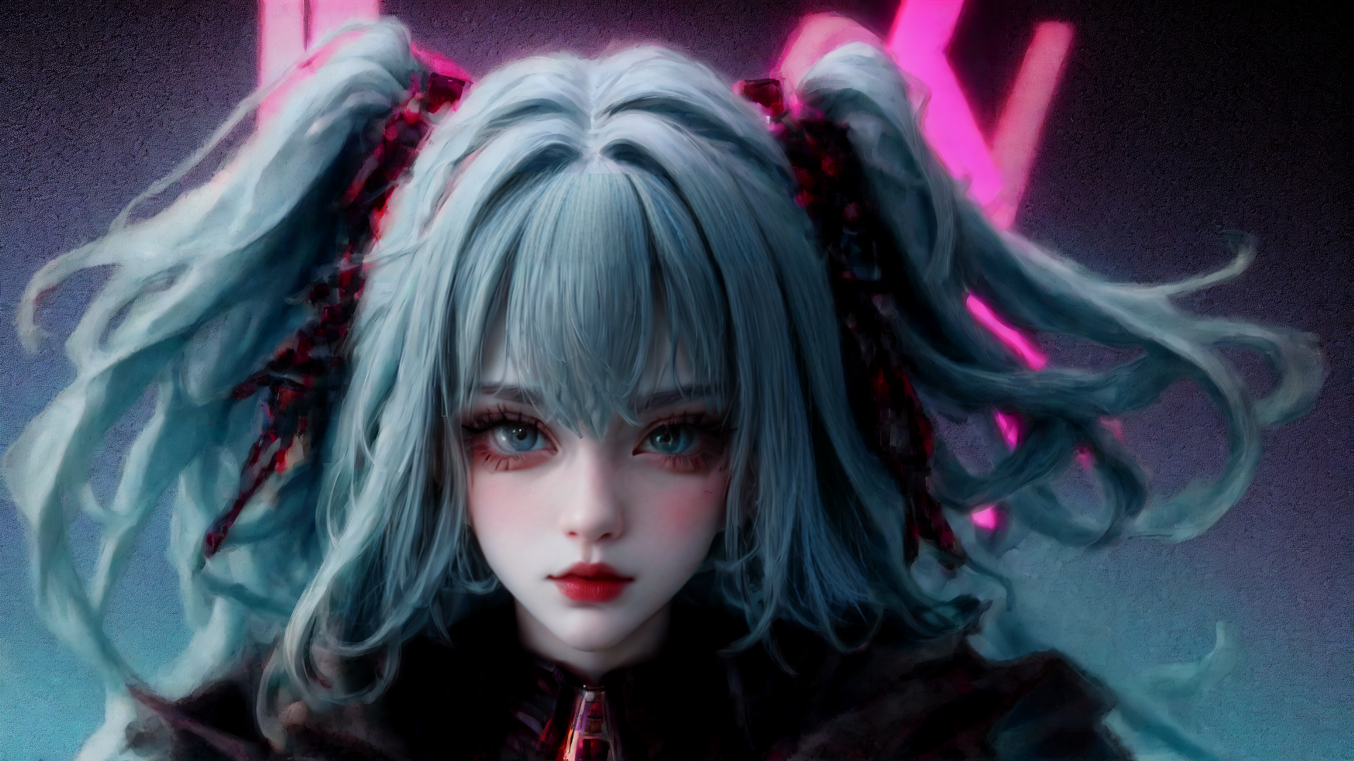 AI generated wallpaper featuring girl, anime, cyberpunk