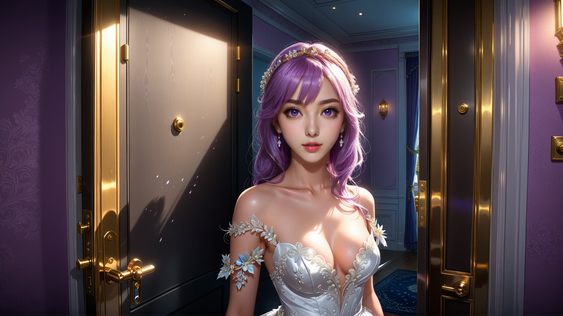 AI generated wallpaper featuring woman, bride, gown