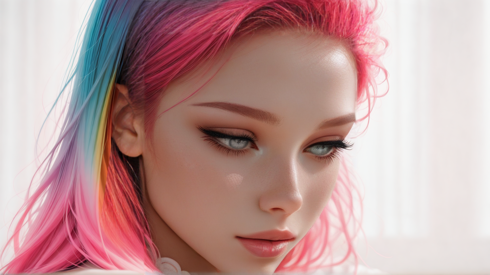 AI generated wallpaper featuring woman, hair