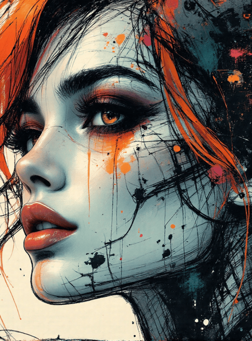 woman, art, face, cyberpunk, digital, character, portrait, painting, illustration, head