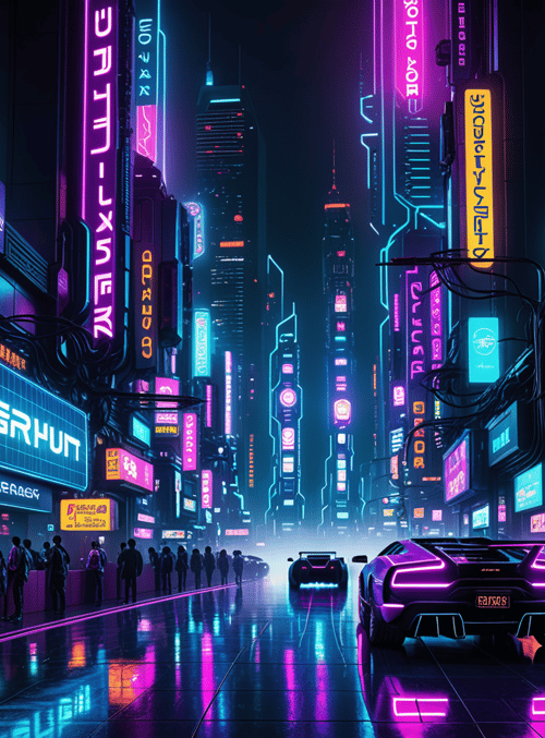 city, cars, billboards