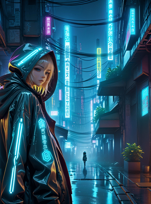 person, cyberpunk, street