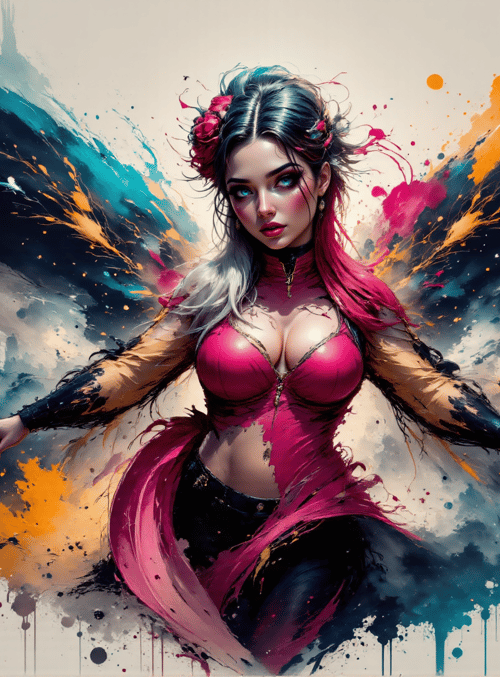 woman, butterfly, art, painting, femme
