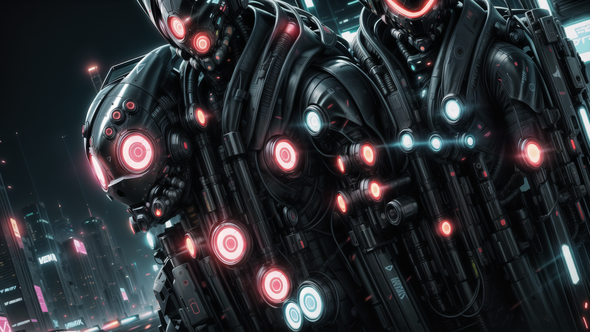 AI generated wallpaper featuring robot, cyborg, machine