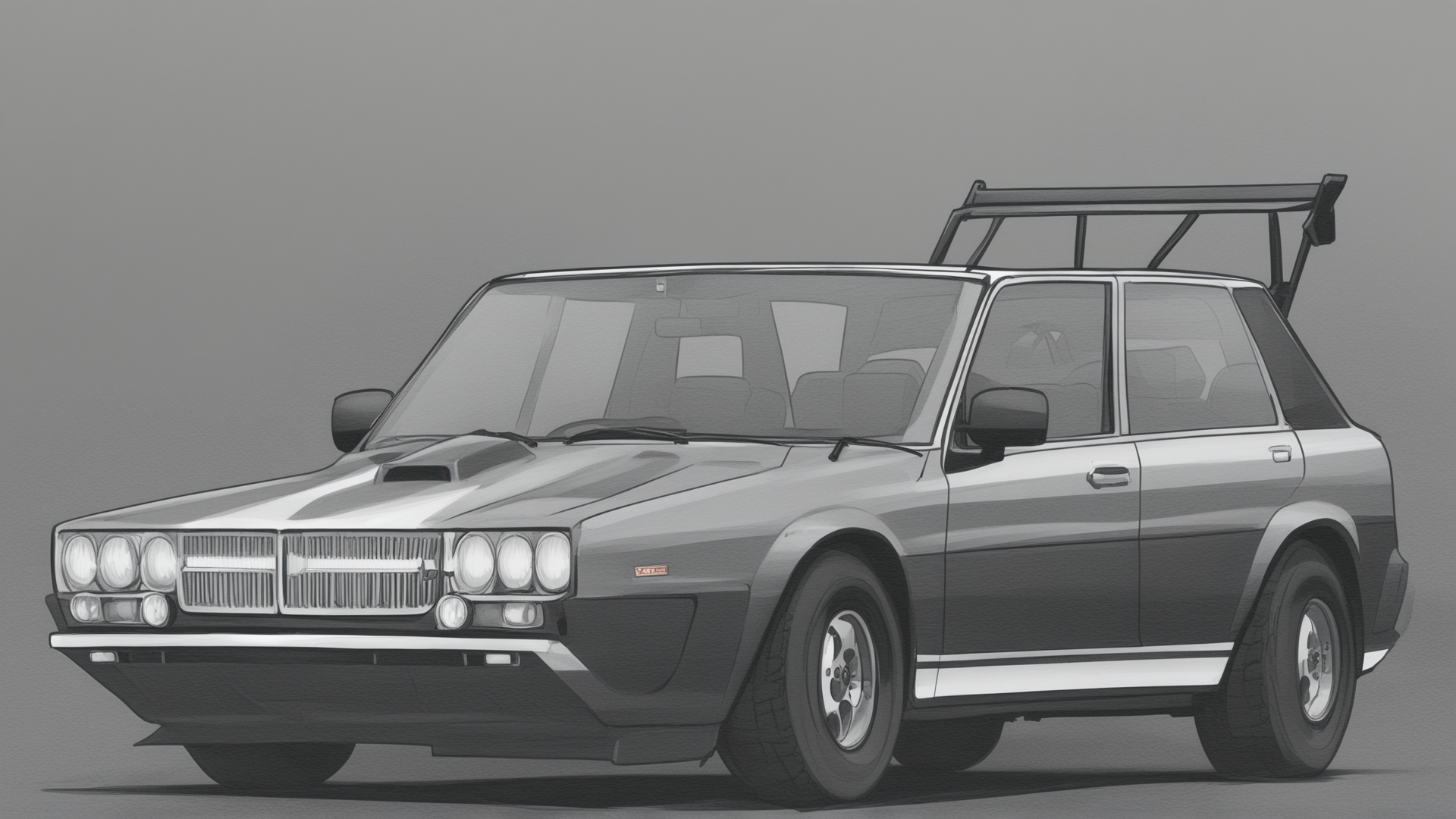 AI generated wallpaper featuring car, station wagon, suv, wagon, vehicle, automobile, classic car, japanese car, hatchback, wagon car