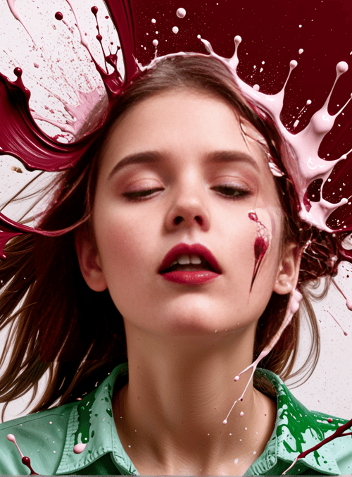 woman, paint, splatter, splash