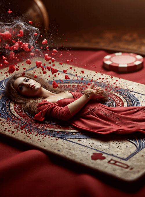 woman, playing card, hearts