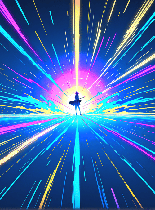 figure, light rays, silhouette