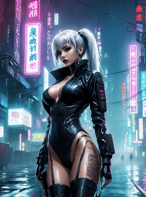 cyberpunk, woman, neon