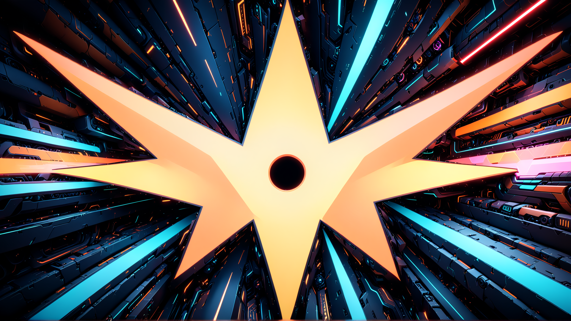 AI generated wallpaper featuring star, cyberpunk, architecture