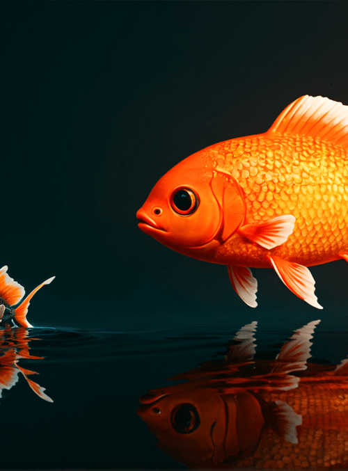 fish, goldfish, koi, reflection, water