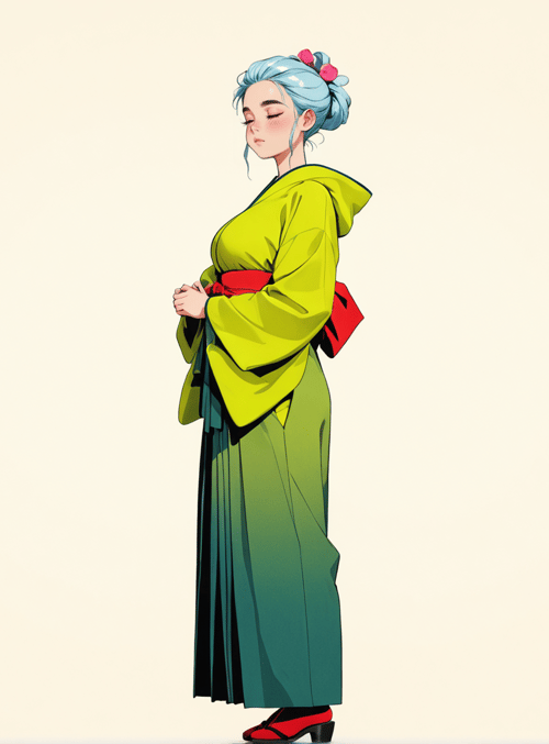 woman, kimono, flowers, hair