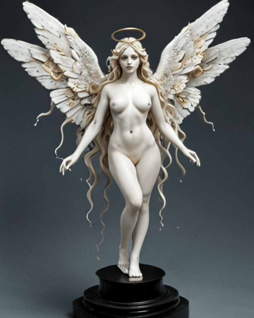 AI generated wallpaper featuring angel, statue, figurine