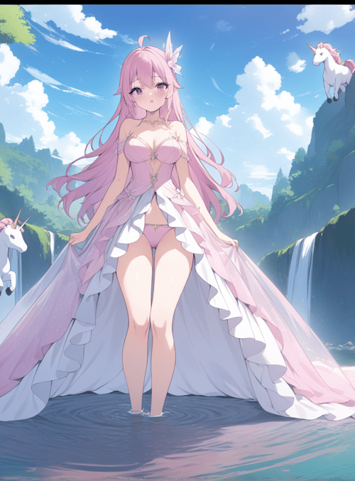 unicorn, girl, nature