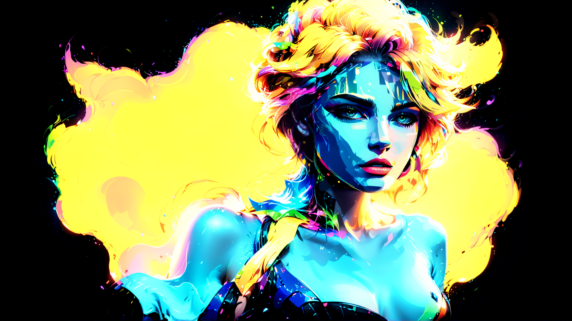AI generated wallpaper featuring woman, digital art, hair