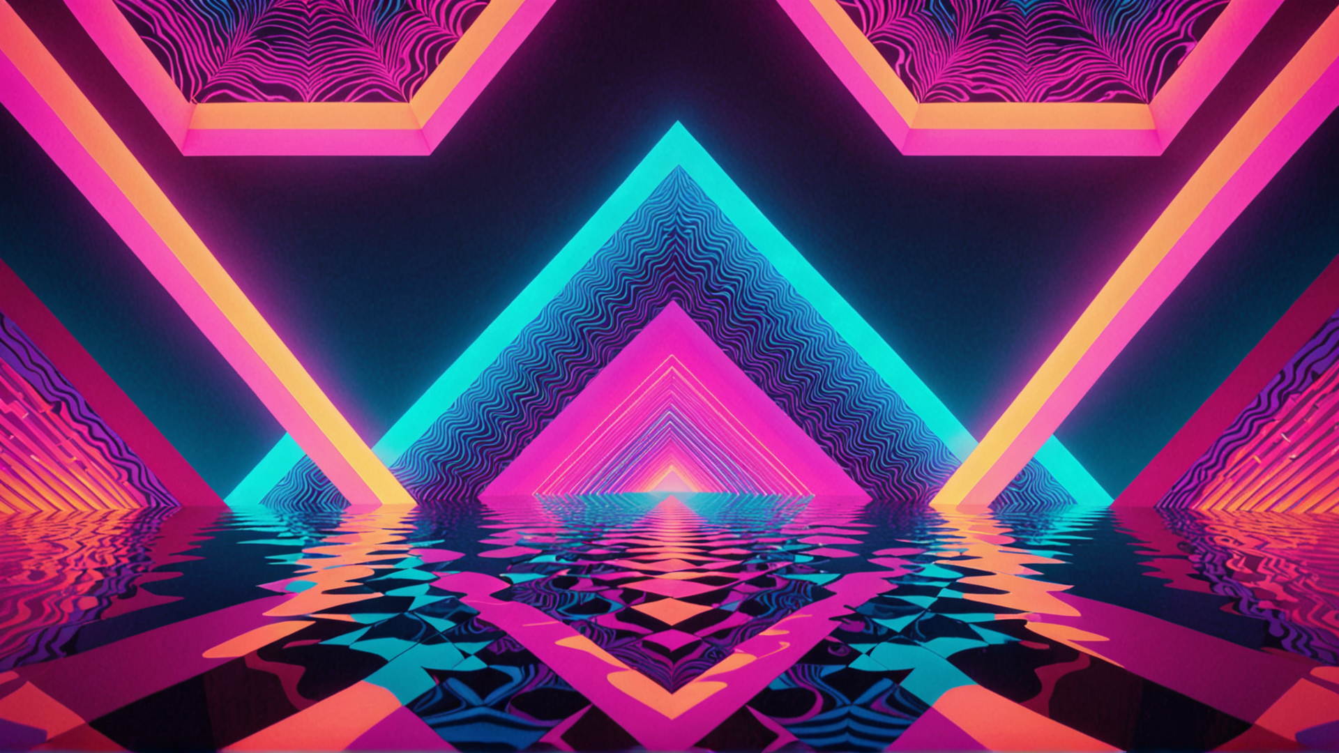 AI generated wallpaper featuring triangles, geometric, water