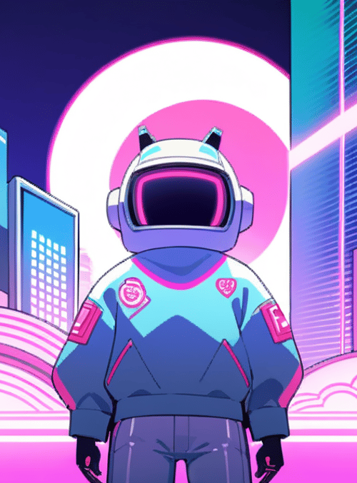 astronaut, robot, cityscape