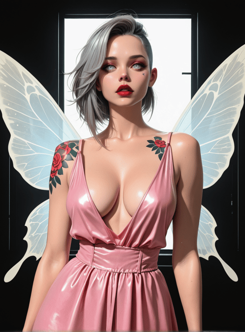 fairy, woman, poster, wing, dress, tattoo
