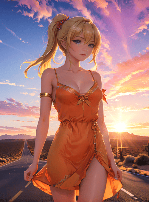 woman, desert, road