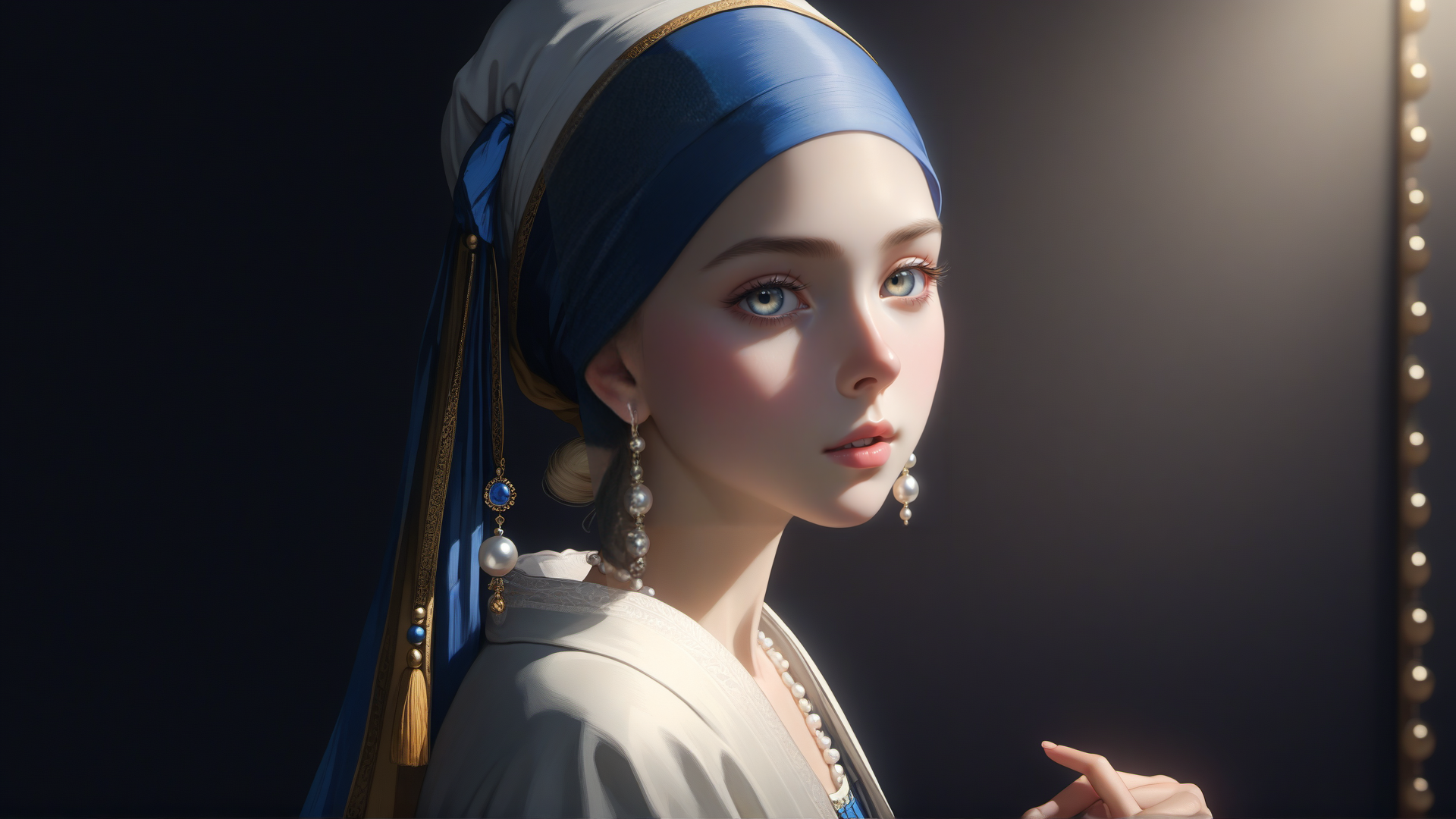AI generated wallpaper featuring woman, headscarf, earrings