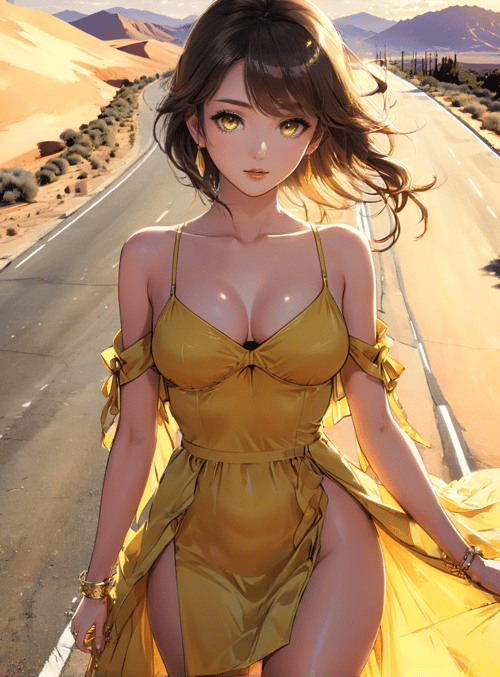 woman, desert, road