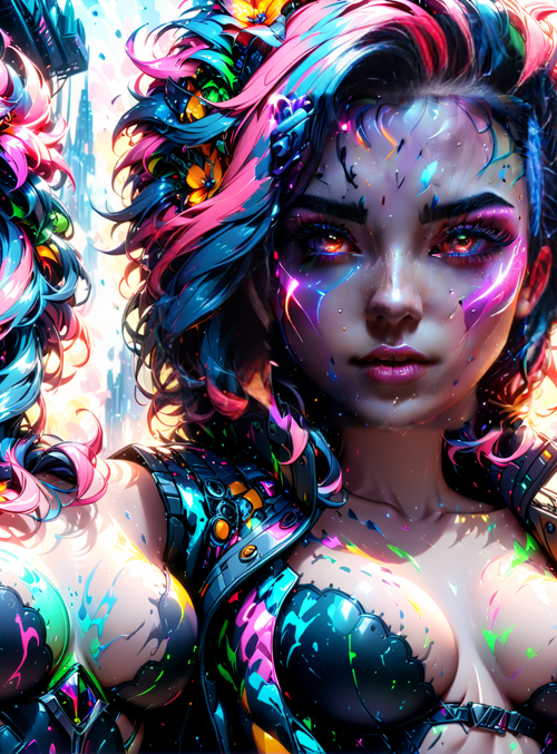 cyberpunk woman, neon city