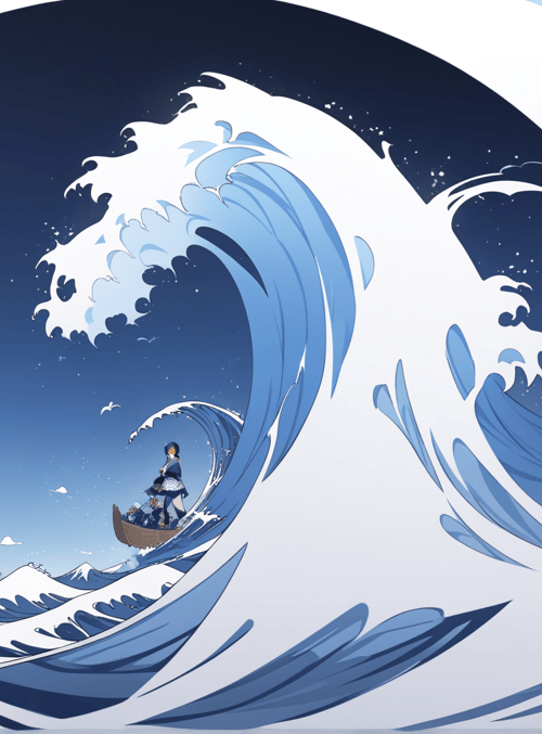 wave, girl, boat