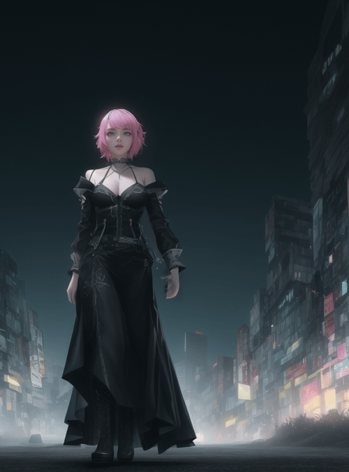 woman, cyberpunk, city