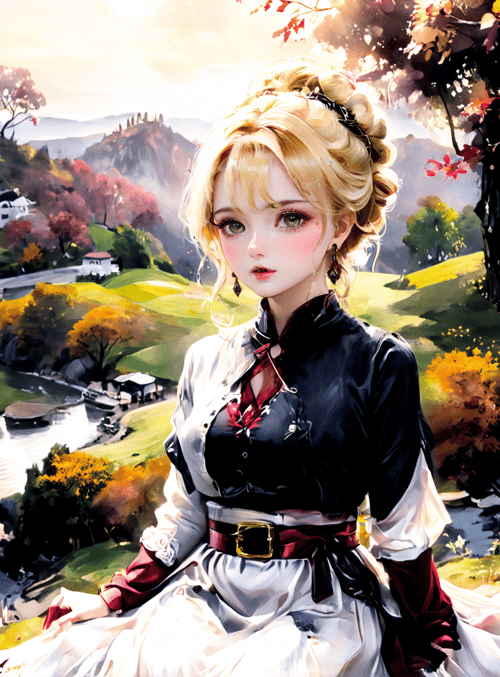 woman, landscape, trees