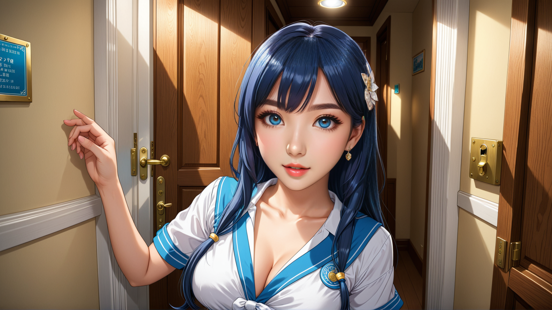 AI generated wallpaper featuring girl, sailor, school uniform