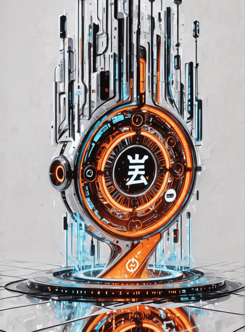 machine, cyberpunk, structure, gadget, device, tech, clock, icon, panel, antenna