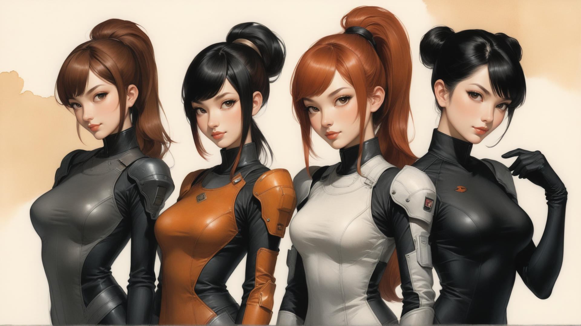 AI generated wallpaper featuring women, characters, models