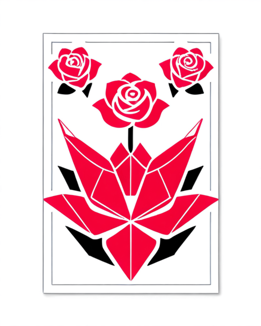 AI generated wallpaper featuring roses, lotus