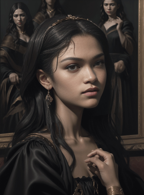 woman, portrait, painting