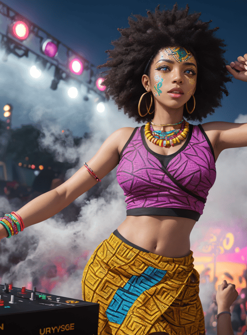 dj, woman, crowd