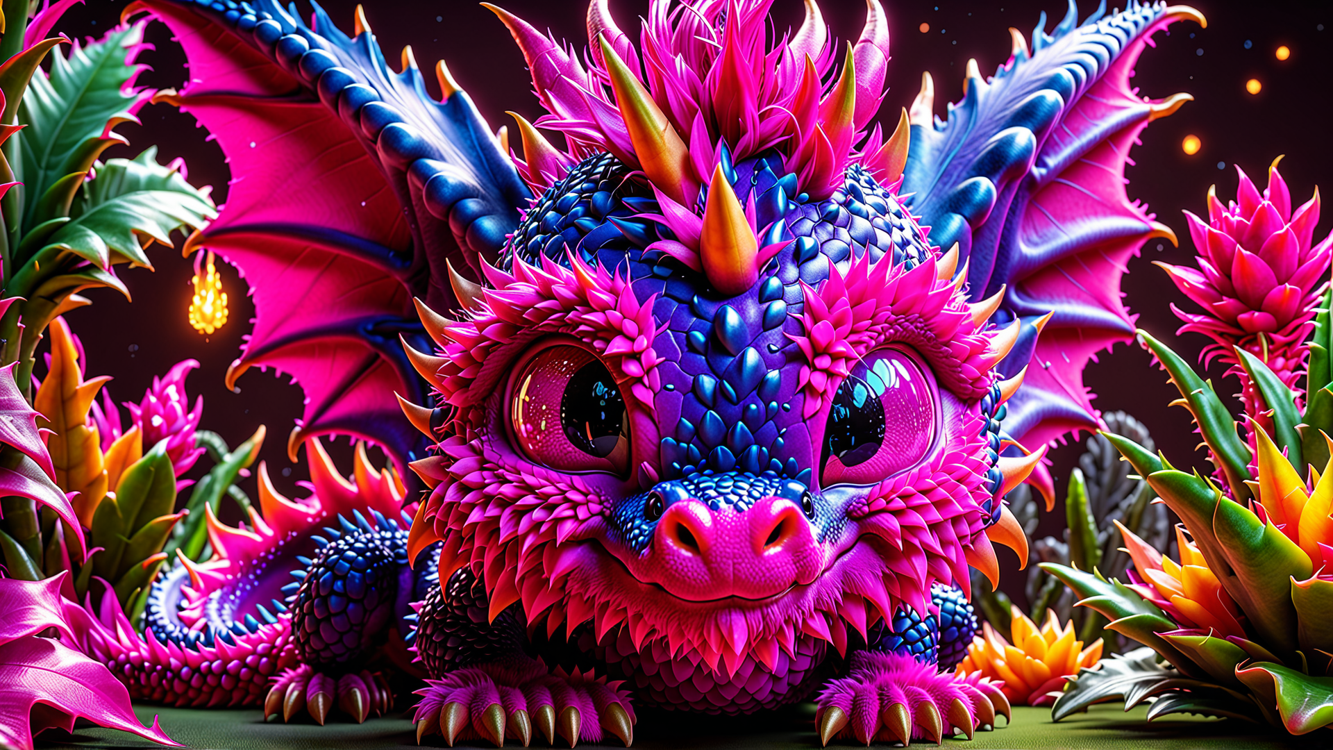 AI generated wallpaper featuring dragon, creature, dragon