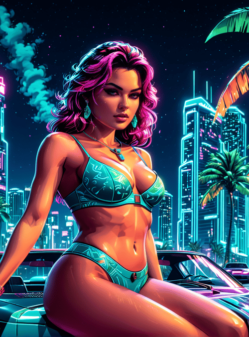 woman, car, city