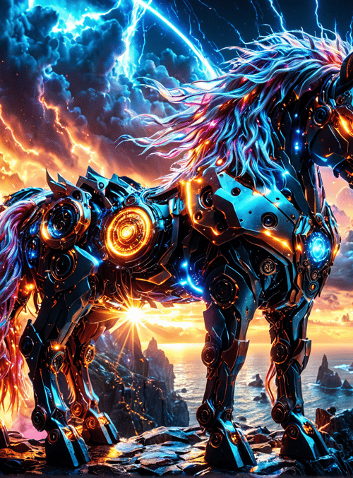 cyborg, unicorn, robot