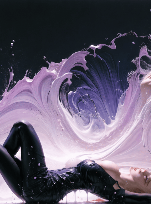 woman, paint, liquid