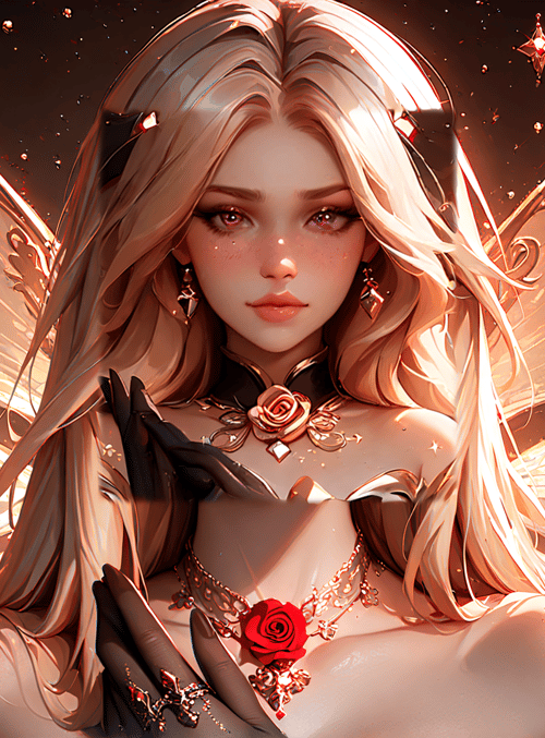 fairy, angel, rose, gloves, wings, necklace, hair