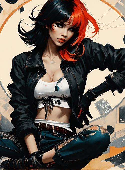 woman, graffiti, painting, artwork