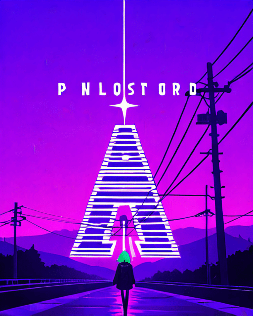 AI generated wallpaper featuring person, tower, road